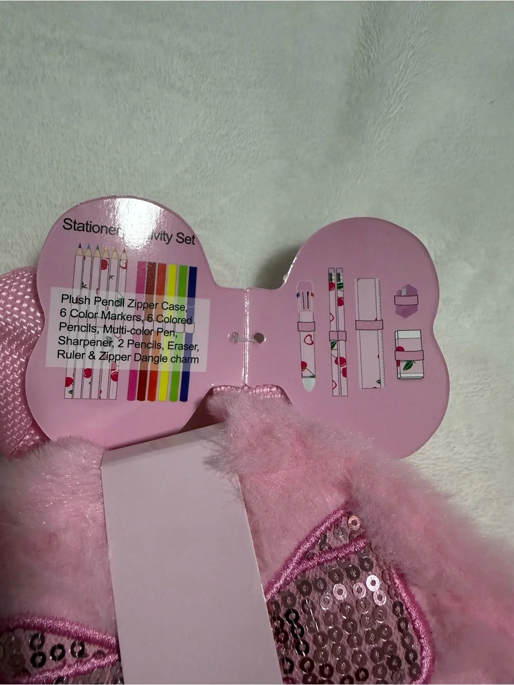 Cherry Plush Stationery Activity Set - Pink & Red
